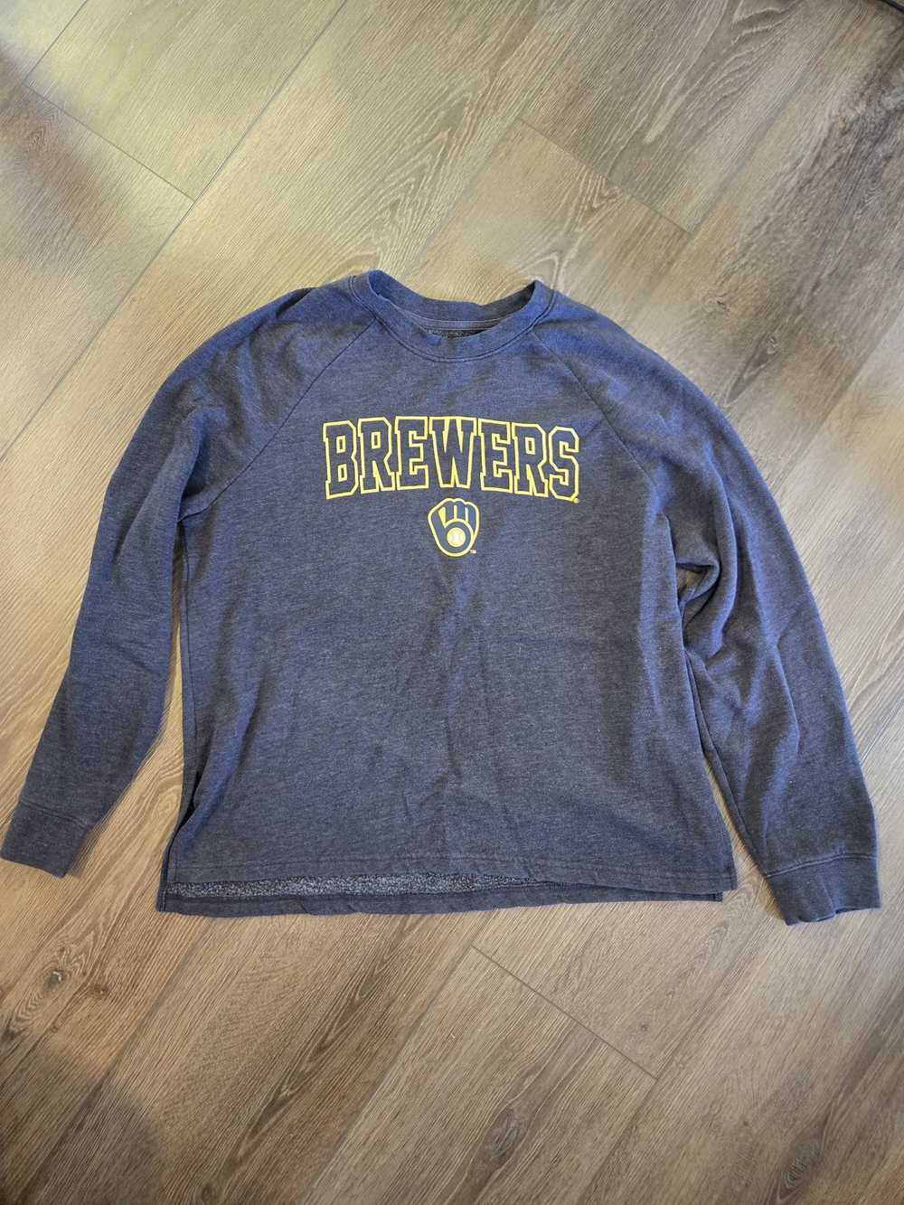 Brewers Navy Long-Sleeve Crewneck Sweatshirt